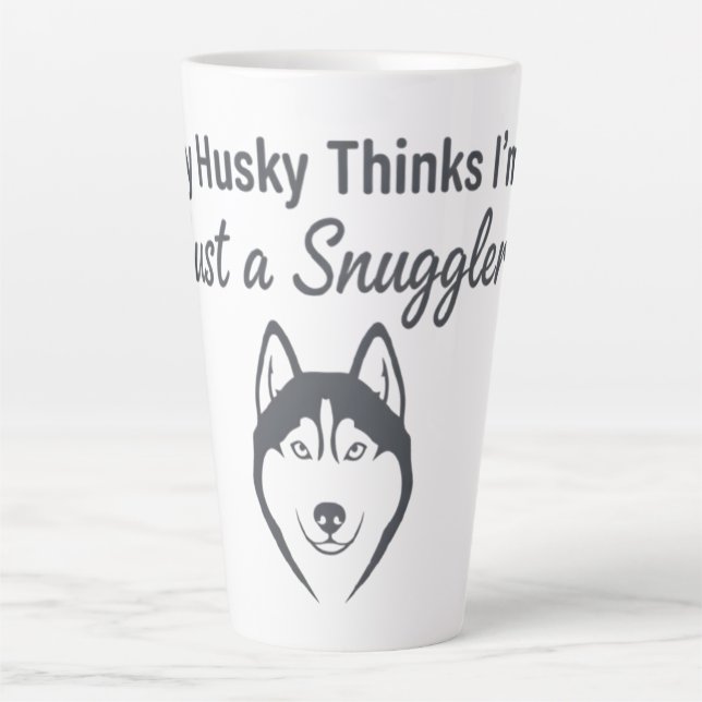 Caneca De Café Latte Funny Husky Dog Snuggler (Frente)