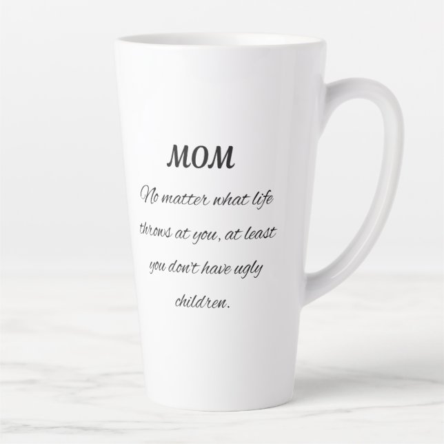 Caneca De Café Latte Funny Mom Quote Elegant Script Art (Direita)