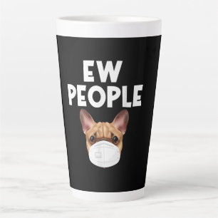 Caneca De Café Latte Funny Retro Vintage Buldogue Vestindo Máscara Ew P