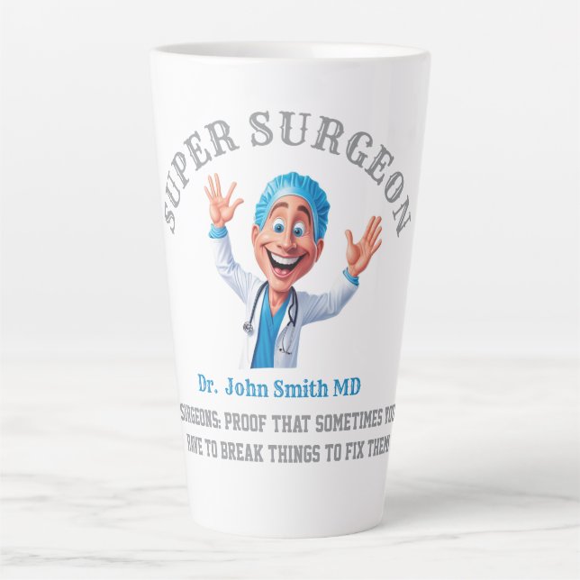 Caneca De Café Latte Funny Surgeon Cartoon Gift for Doctors & Nurses (Frente)