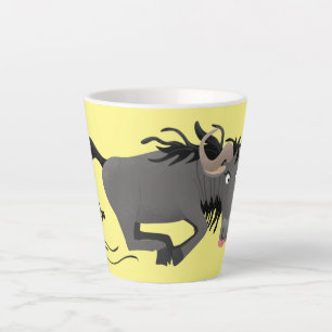 Caneca De Café Latte Funny wildebeest running cartoon illustration
