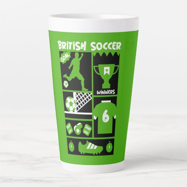 Caneca De Café Latte Futebol britânico (Frente)