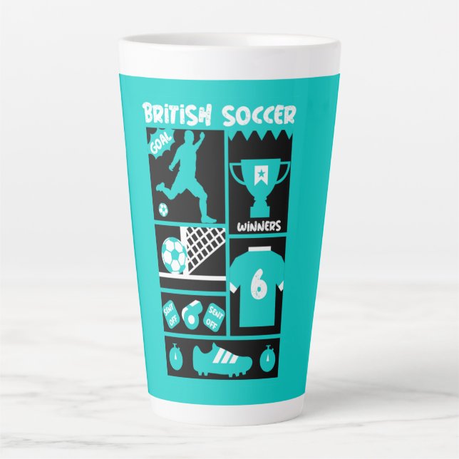 Caneca De Café Latte Futebol britânico (Frente)