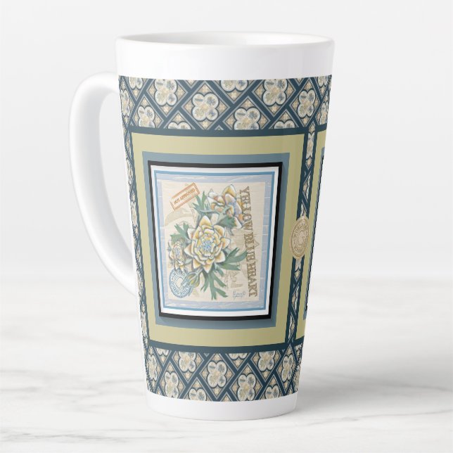 Caneca De Café Latte G Criação de floração amarela (Ângulo esquerdo)