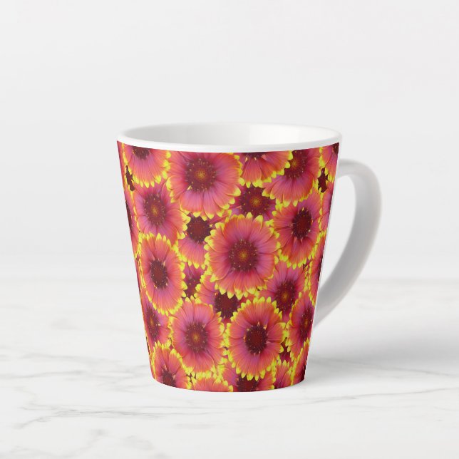 Caneca De Café Latte Gaillardia - Padrão Sem Costura (Ângulo direito)