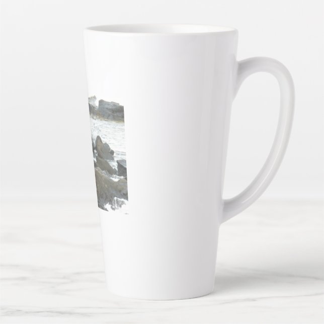 Caneca De Café Latte Gaivota em rochas (Direita)