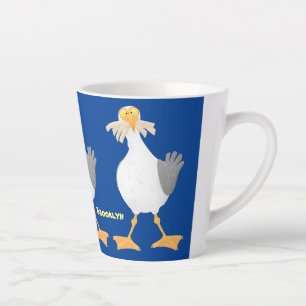 Caneca De Café Latte Gaivota engraçada com desenho francês