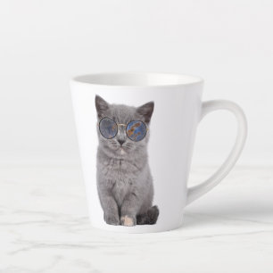 Caneca De Café Latte Galáctica Gaze o Gatinho Stellar em Óculos Solares