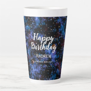 Caneca De Café Latte Galáxias, estrelas e planetas coloridas