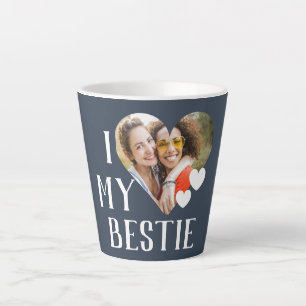 Caneca De Café Latte Galentines Eu Amo Minha Melhor Foto Personalizada