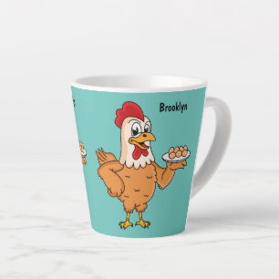 Caneca De Café Latte Galinha com ovos na caricatura da placa