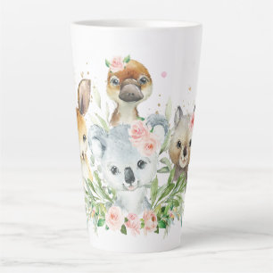 Caneca De Café Latte Galinha-Floral Rosa-Rosa, Animais Australianos Ado