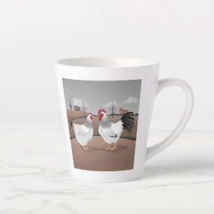 Caneca De Café Latte Galinha & Galo