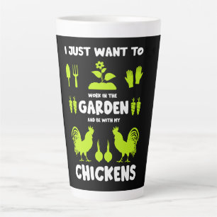 Caneca De Café Latte Galinhas E Jardinagem