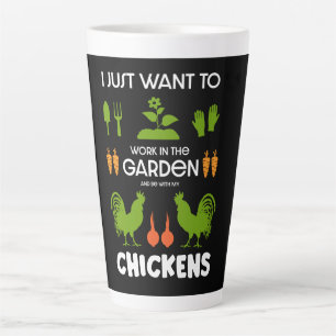 Caneca De Café Latte Galinhas E Jardinagem