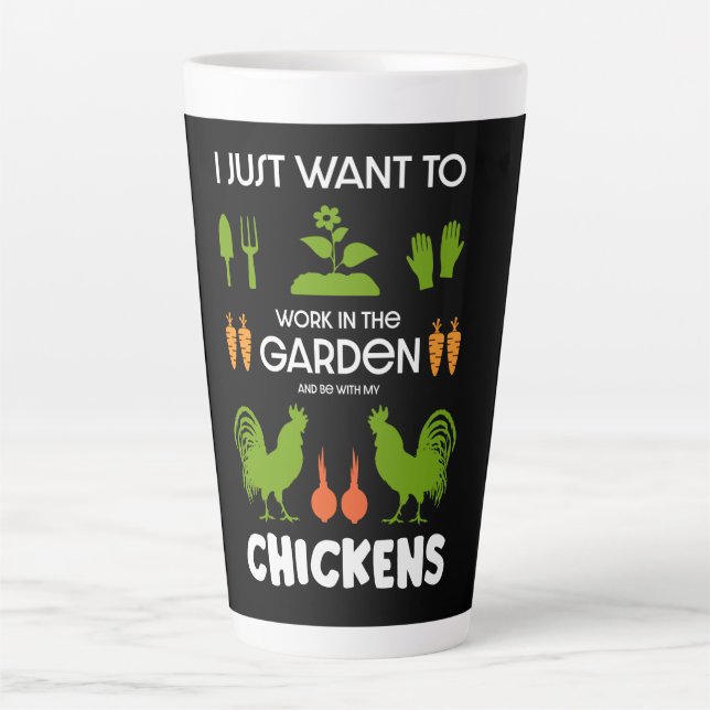 Caneca De Café Latte Galinhas E Jardinagem (Frente)