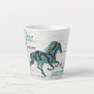 Caneca De Café Latte Galloping Turquoise Horse
