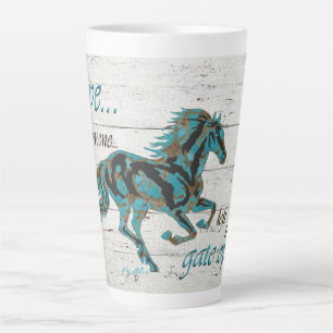 Caneca De Café Latte Galloping Turquoise Horse
