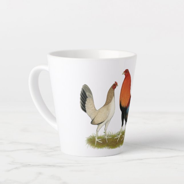 Caneca De Café Latte Gamefowl Wheatens (Ângulo esquerdo)