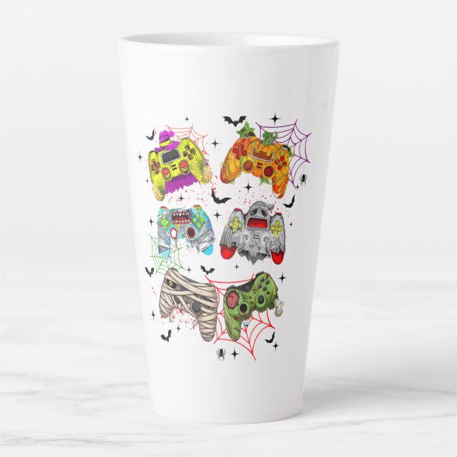 Caneca De Café Latte Gamer Halloween Latte Mug Engraçado (Frente)