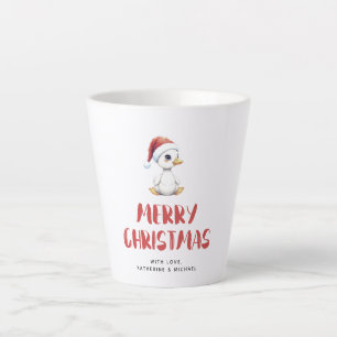 Caneca De Café Latte Ganso Pato de Natal Personalizado em Aquarela