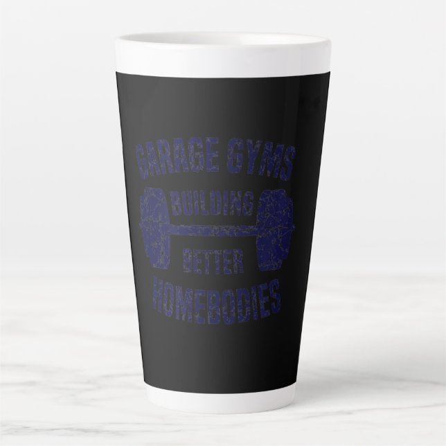 Caneca De Café Latte Garage Gyms Construindo Melhores Casamentos Barbel (Frente)