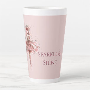 Caneca De Café Latte Garota brilhante em vestido Dourado rosa rosa rosa