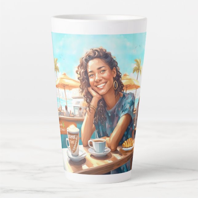 Caneca De Café Latte Garota com café (Frente)