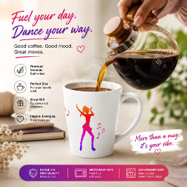 Caneca De Café Latte Garota de Anime Dançando com Notas Musicais – K-Po