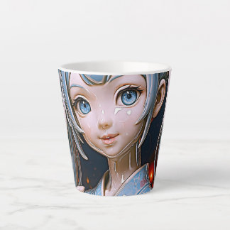 Caneca De Café Latte Garota de Anime Sonhadora em Porcelana