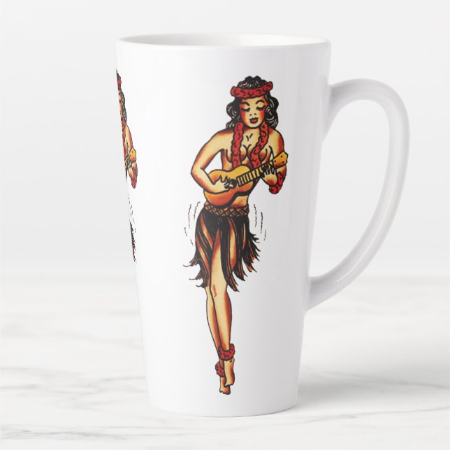 Caneca De Café Latte Garota Hula - Havaí (Direita)