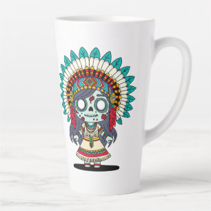 Caneca De Café Latte Garota Indígena Zumbi Fofa