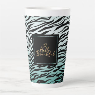 Caneca De Café Latte Garota Negra Zebra Impressão Ombre Olá Linda
