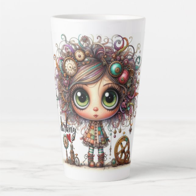 Caneca De Café Latte Garota Steampunk DarlingLatte (Frente)