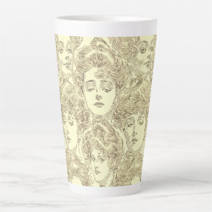 Caneca De Café Latte Garotas Gibson, dourada ilustração vitoriana