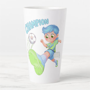 Caneca De Café Latte Garoto de Futebol Chutando Bola Futuro Astro do Fu