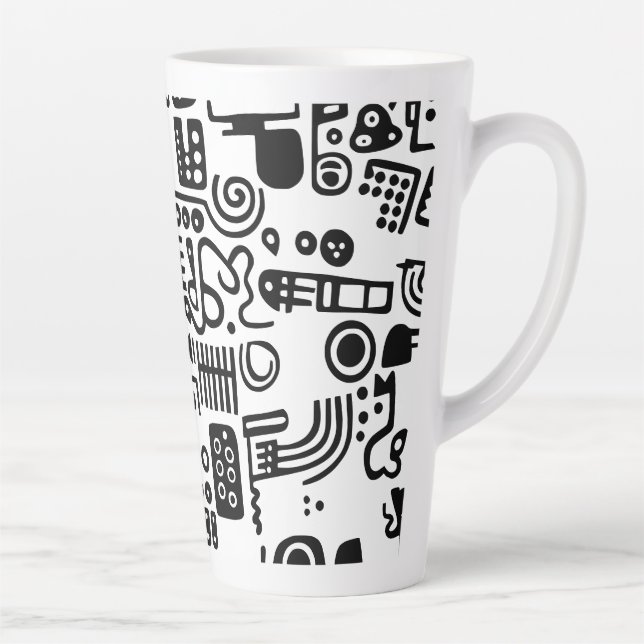 Caneca De Café Latte Garrafações Preto e branco (Direita)