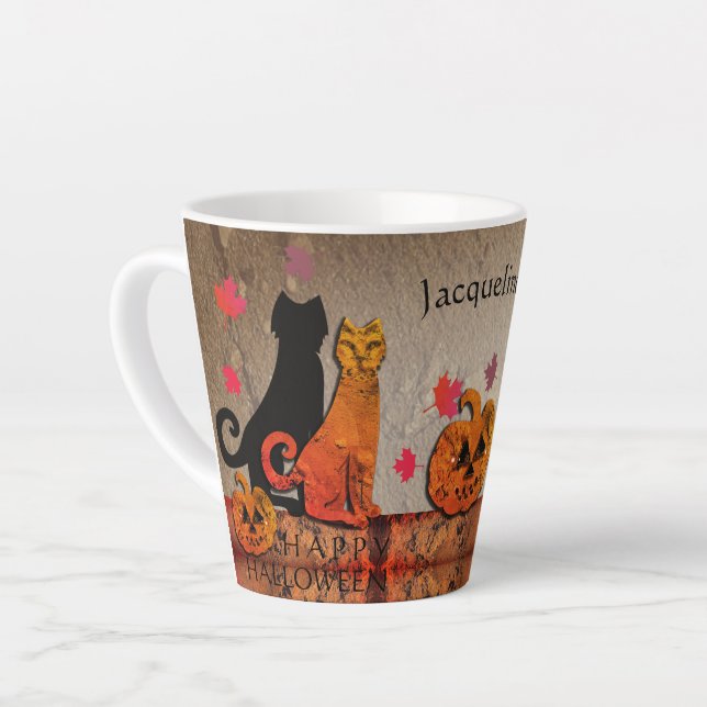 Caneca De Café Latte Gatinho de Halloween Latte Mug (Ângulo esquerdo)