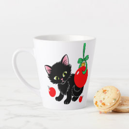 Caneca De Café Latte Gatinho de Natal bonito