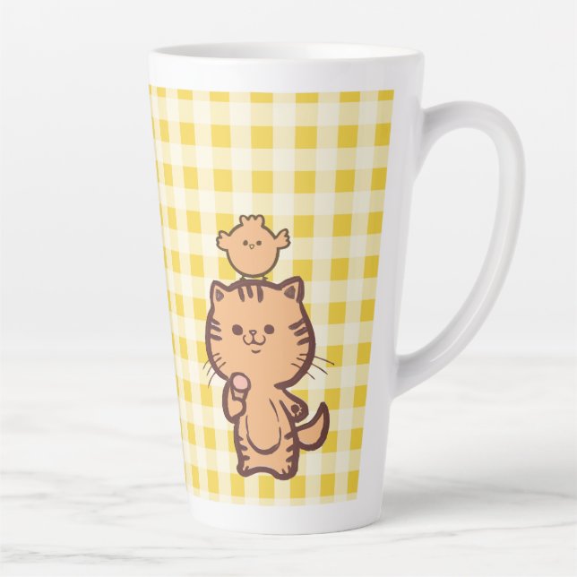 Caneca De Café Latte Gatinho e frango pequeno (Direita)