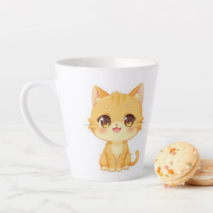 Caneca De Café Latte Gatinho Laranja Cento