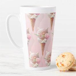 Caneca De Café Latte Gatinho sorvete - Rosado e Sonho