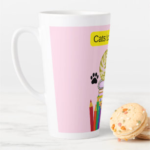 Caneca De Café Latte Gato Ama Livros