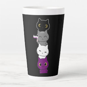 Caneca De Café Latte Gato Asexual Orgulho Gato, Pavilhão Ace, Pet Aman
