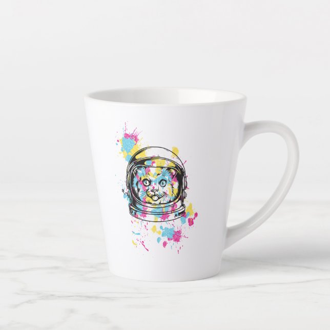 Caneca De Café Latte Gato Astronauta (Direita)