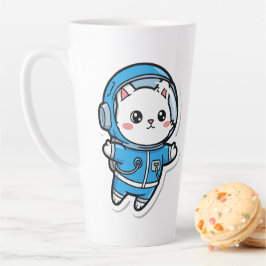 Caneca De Café Latte Gato Astronauta Fofo Kawaii