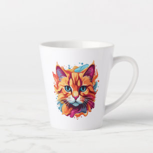 Caneca De Café Latte Gato Colorido Bonito Face-87002