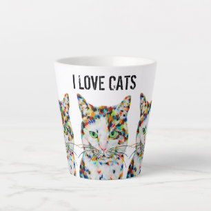 Caneca De Café Latte Gato Colorido Latte Mug