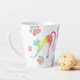 Caneca De Café Latte Gato Colorido Latte Mug