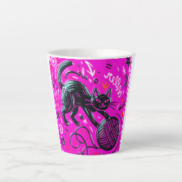 Caneca De Café Latte gato com uma Bola